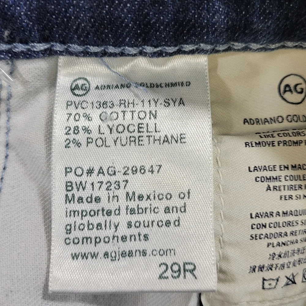 AG Adriano Goldschmeid The‎ Stilt Crop Jeans Distressed Look Size 29